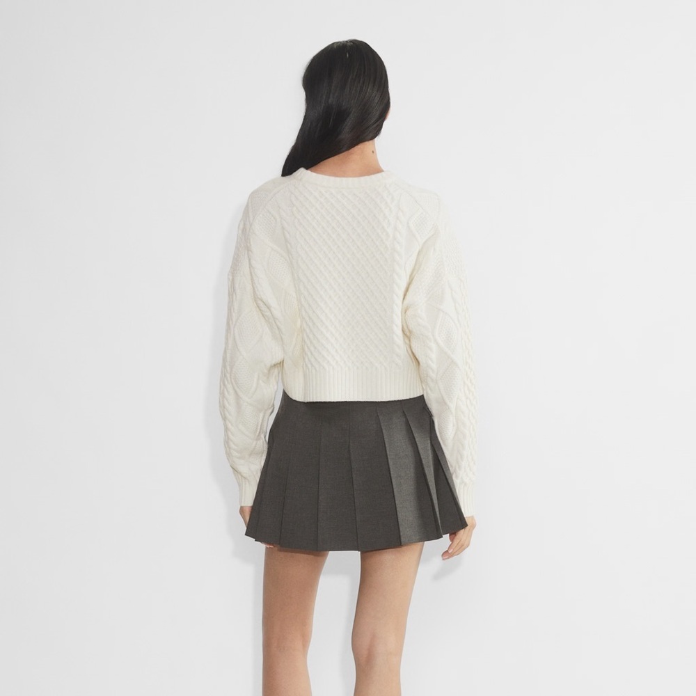 Aritzia Sunday Best cream Peggy cropped merino wool cable knit sweater - XS NWOT - Picture 5 of 8